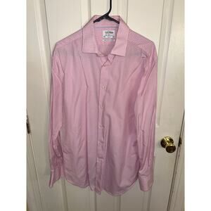 TM Lewin Pink Gingham Check  Slim Fit Long Sleeve Shirt Size 16.5/Large